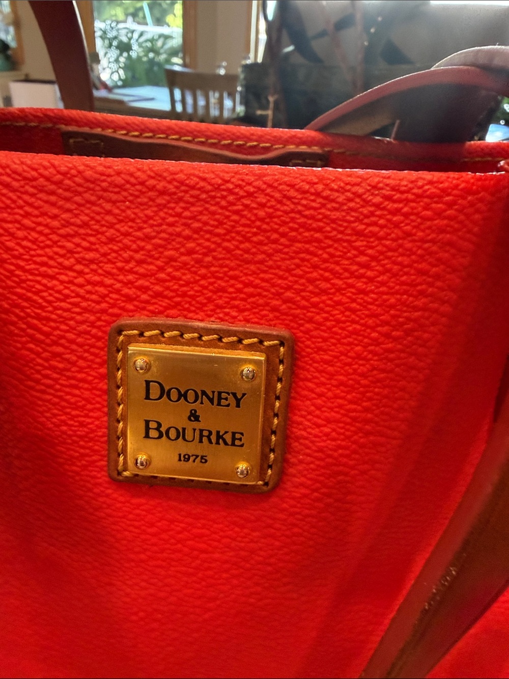 Dooney & Bourke Red Canvas Satchel with Brown Leather Trim - Picture 2 of 14